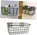 Japanese Style Wall-mounted Storage Basket Organizer Easy Install Black Hanging Baskets for Kitchen and Bathroom Capacity Storage for Food Crafts and Cleaning Supplies
