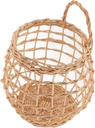 3pcs Hollow Kitchen Basket Woven Flower Basket Rattan Egg Garlic Storage Hanging for Home Decor Random Color
