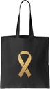 Gold Ribbon - Childhood Cancer Awareness Reusable Grocery Tote Bag (Black)