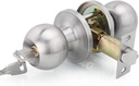 Stainless Steel Ball Privacy Door Knob Satin Nickel,Interior Door Knobs with Lock and 3 Keys,Lock The Door with The Key,for Bedroom Bathroom Store Kids Room Passage (Brushed Nickel)