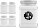 Plastic Jars 32 Ounce Square Pinch Handle (4 Pack) Clear PET Plastic Containers With White Ribbed Lids