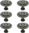Antrader Pull Handle Metal Flower Shape Cabinet Drawer Door Knob Bronze Tone Pack of 6