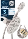 HammerHead Showers Dual Shower Head Combo, 8-Inch Rainfall & 3-Flow Handheld, Brushed Nickel, 2.5 GPM