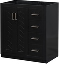 30 Inches Bathroom Vanity Without Sink – Solid Wood Storage Cabinet, Freestanding Vanity Set with 3 Drawers Soft Closing Door, Black Finish for Modern Bathrooms (3 Drawers + 1 Doors)