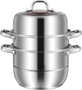 11inch 3 Tier Stainless Steel Steamer Pot with Lid & Handle Cookware Pot Thick Food Steamer for Vegetable Dumpling Stock Sauce Food