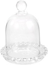 IMIKEYA Small Cake Stand with Glass Dome Cover Multi Use Dessert and Fruit Display Tray Preserved Flower Holder for Wedding Party Rustic Chic Kitchen Decor