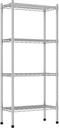 Commercial NSF Listed Chrome Stationary Wire Shelving Kit 12" x 24" x 54", with 4 Shelves Perfect for Warehouse, Walk-in Refrigerator, Freezer, Grocery Store, Restaurant, Dishroom