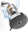 Shower Head ＆ Filter COMBO ! Anti - Chlorine Specialty - 3 Gears' Boosting Pressure with 25 Stage Filtration - Removes 99.945% Chlorine & Heavy Metals for Healthier Skin/Hair - Chrome Shower Head