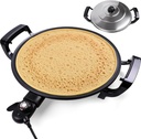 18.5” Electric Injera Maker, Mitad for Ethiopian Injera, Pancake Teff Maker, Electric Griddle with Lid, Non-Stick Surface, Easy to Clean, Adjustable Mechanical Knob Control, Even Heating
