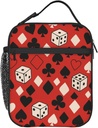 Poker Game Red Lunch Box - Insulated Lunch Bags for Boys/Girls/Women/Men Detachable Handle Lunchbox Meal Tote Bag