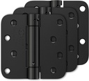 3 Pack Self Closing Door Hinges 4 Inch, Matte Black Spring Loaded Hinges with 5/8'' Radius Corners, Adjustable Tension for Garage, Front Door, for Left and Right Hand Door, UL Listed