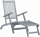 Folding Lounger, Solid Acacia Wood Deck Chair with Footrest, Acacia Steamer Deck Lounge Chair,Portable Deck Recliner for The Patio, Porch, Deck, Lawn, Garden or Home Furniture