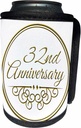 Can Cooler Bottle Wrap - 32nd Anniversary gift - gold text for celebrating wedding anniversaries - 32 years married together Occasions