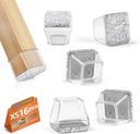 16Pcs Square Chair Leg Floor Protectors with Thickened Felt Pads Silicone Chair Leg Covers Caps to Protect Hardwood Tile Floors Furniture Feet Reduce Noise (Clear XS Fit 0.55"-0.75")