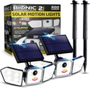 Bionic Flood Light 2 Pk Solar Lights Outdoor Waterproof, Ultra Bright 89 LEDs, 3 Heads Wide Angle Motion Sensor Outdoor Lights for Security, Wall, House, Spot Light, IP65 Waterproof – Stakes Included