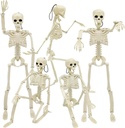 WODMAZ 5 Packs Halloween Skeletons, 16" Halloween Full Body Skeleton with Posable Joints for Haunted House Graveyard Props Decor