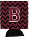Caroline's Treasures CJ1052-BCC Letter B Chevron Garnet and Black Can or Bottle Hugger Cooler Washable Drink Sleeve Collapsible Beverage Insulated Holder, Can Hugger, Multicolor