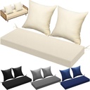 Wenqik 3 Pcs Outdoor Bench Cushion Set 47" x 18" Patio Wicker Cushion with 2 Throw Pillows Waterproof for Outdoor Loveseat Sofa Bench Seat Bed Couch Swing Furniture(Beige)