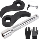 Updated Pry Bar Wrench Adapter - Juvaeny Adjustable Indexing Pry Bar Adaptor Head for 1/2" Drive Ratchets, 4pcs Crowbar Adapter Head Tool with Non - Slip Gloves