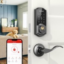 Keyless Entry Door Lock with Handle Set,Smart Locks for Front Door,Auto Lock,Digital Bluetooth Wireless Deadbolt with App,Key Fobs,Code,Keys for Home,Office,Airbnb,Black