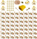 IIKUM 60 Pack 1.5 oz Hexagon Mini Glass Honey Jars with Wooden Dippers, Bee Pendants, Gift Bags, Thank You Cards, Jutes and Cute stickers- Perfect for Baby Shower, Wedding Favors and Party Favors