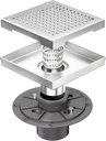 Neodrain 6-Inch Square Shower Drain with Removable Quadrato Pattern Grate, PVC Shower Drain Base and Rubber Gasket for Bathroom Floor Drain, Brushed 304 Stainless Steel, Includes Hair Strainer
