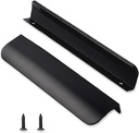 4 Pack 5" (128mm) Hole Center Edge Finger Pull,Matte Black Concealed Kitchen Cabinet Handle Overall Length 6",Top Mount Flat Cabinet Pulls for Cupboard Door Drawer,6814