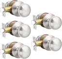 GOBEKOR Door Knobs Brushed Nickel Passage Door Knob Interior Door Lock Keyless Hall Closet Door Knob Silver Passage Door Hardware, Reversible Locking, 5 Pack