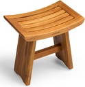 Premium 18" Teak Shower Bench, Waterproof Teak Shower Stool, Wooden Stool for Bathroom, Teak Wood Shower Seat Chair for Shower Storage Shelf, 300 Lbs Capacity, Provides Safety