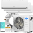 ROVSUN 28000 BTU Tri Zone WIFI Mini Split AC/Heating System, 20 SEER2 3 Zone 9000 + 9000 + 9000 BTU Ductless Split Air Conditioner with Pre-Charged Condenser, Heat Pump & 25Ft Line Set, 208-230V