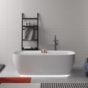 ARTSTONE 59" Acrylic Freestanding Bathtub, Oval Contemporary Soaking Glossy White Tub with Pop-up Chrome Drain, A0055-15N