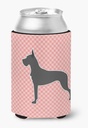 Caroline's Treasures BB3675CC Great Dane Checkerboard Pink Can or Bottle Hugger Cooler Washable Drink Sleeve Collapsible Beverage Insulated Holder, Can Hugger, Multicolor