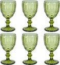 Vintage Wine Glasses Set of 6, 12 OZ Colored Glass Water Goblets, Embossed Floral Decorative Crystal Glass Cups Set, Dishwasher Safe, for Wedding, Party, Red Wine Glass, Bars, Restaurants