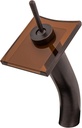 Novatto GF-011ORB-T SQUARED Single Lever Waterfall Vessel Faucet, Oil Rubbed Bronze/Tea Glass