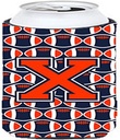 Caroline's Treasures CJ1066-XTBC Letter X Football Orange, Blue and White Tall Boy Hugger Can Cooler Sleeve Hugger Machine Washable Drink Sleeve Hugger Collapsible Insulator Beverage Insulated Holder