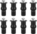 8 Pcs Toilet Seat Hinge Bolts Universal Toilet Seat Top Fixing Part Toilets Seats Fittings Stainless Steel Screws and Bolts for Top Mounting Hardware Accessories Men Black Rubber Iron