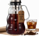 BrewMOO- Cold Brew Coffee Maker (2.0L/68Oz), Sleek Wave Borosilicate Glass Pitcher with Stainless Steel Filter, Airtight Lid + Wide Spout + Comfort Handle, Effortless Manual, Sophisticated Gift