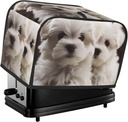 Cute Maltese Puppy 2 Slice Toaster Covers Dustproof Splash-Proof Bread Machine Cover Fingerprint Protectors Small Washable Kitchen Appliance Cover Universal Size