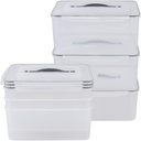15 Liter Clear Plastic Airtight Food Containers with Lid, 6 Pack Latching Storage Container Box