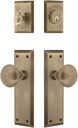 Nostalgic Warehouse New York Entry Set with New York Knob in Antique Brass-2 3/8" Backset-Universal Handing