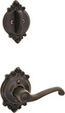 Schalge F94FLA716BRKRH Aged Bronze Interior Pack Flair Lever Right Handed Dummy Interior Pack with Deadbolt Cover Plate and Decorative Brookshire Rose
