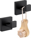 LANC Robe Hook Bathroom Hardware Towel Hooks Matte Black Coat Hooks Heavy Duty Square Hanger Clothes Hooks for Bathroom Garage Wall Hooks SUS304 Stainless Steel Wall Mount 2 Pack,A8805MB-P2
