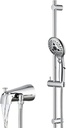 PROOX All Metal Diverter Tub Spout, 6 Settings Hand Held Shower with ON/Off Pause Switch, Adjustable Slide Bar, Chrome