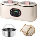 Double Slow Cooker, 1.8L+1.8l Rice Cooker with Double Pots, Timer and Keep Warm Function, for Cooking Porridge and Heating Rice