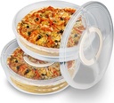 2 Pack 12inch Food Storage Container with Lid and Handle, Reusable 2 Compartments Pizza Slice Storage Container, Round Clear Pie Carrier Leftover Pizza Keeper for Cake Cheesecake Tortilla Pastry