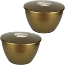 60 fl oz Pudding Mold and Lid Gold Colored Reusable Food Safe Plastic Steam Pudding Bowls (2 pack)