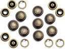 CRAFTMEMORE 20 Sets 12mm Pearl Snaps Fasteners Pearl-Like Prong Snap Button for Western Shirt Clothes Popper Studs - Antique Brass Rim Setting (12 mm, Brown Stone)