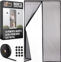 GORILLA GRIP Magnetic Screen Door, Hands Free Mesh Curtain Keeps Bugs and Mosquitos Out, Automatic Magnet Closure, Heavy Duty Patio Sliding Dog Doors Cover, Window Screens Protector, Black 38Wx82H