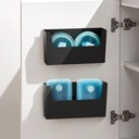 No Drilling Container Lids Holder 2 Pack Adhesive Lids Organizer for Cabinet Door Wall Mounted Under Sink Hanging Storage Basket for Home Kitchen Bathroom, Black