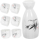 Ceramic Sake Set - Vintage Sake Kettle with Traditional Wine Cups - Elegant Design for Fine Rice Wine and Tea for Entertaining and Gifting